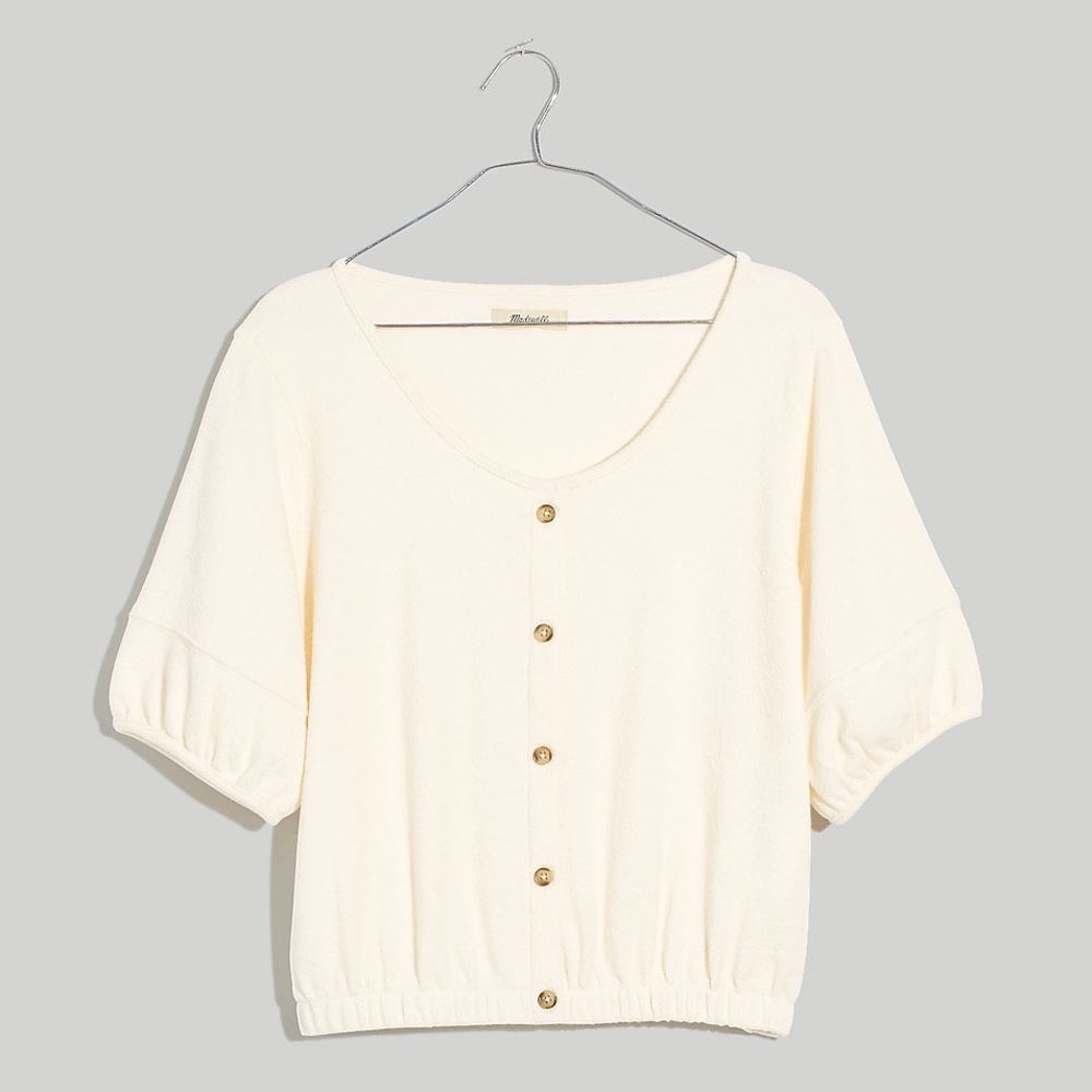 NWT Madewell Loop-Terry Button-Front Crop Top, Size Small